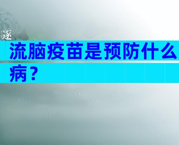 流脑疫苗是预防什么病？
