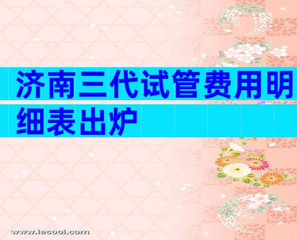 济南三代试管费用明细表出炉