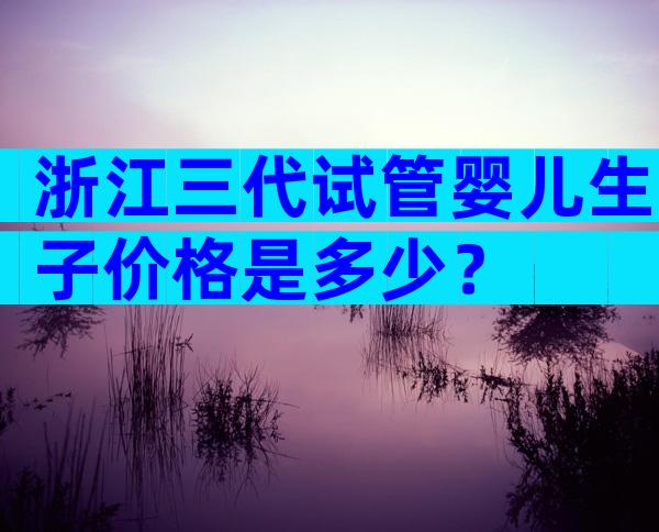 浙江三代试管婴儿生子价格是多少？