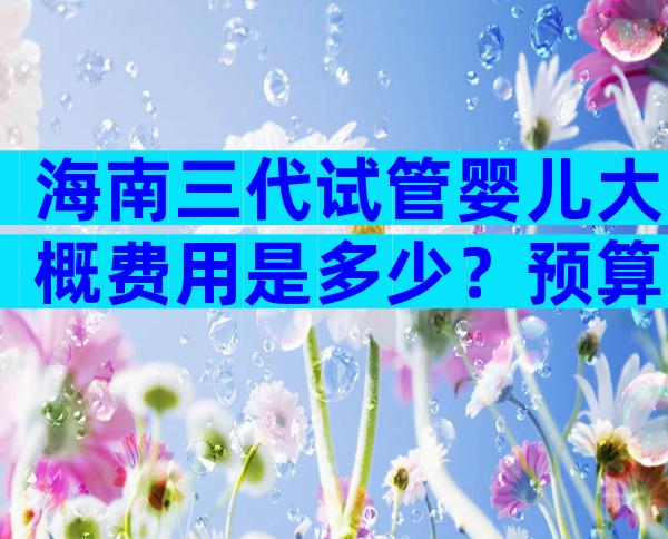 海南三代试管婴儿大概费用是多少？预算与花费一览！