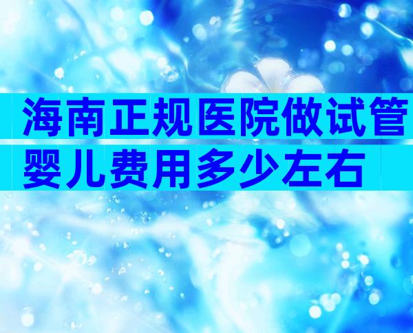 海南正规医院做试管婴儿费用多少左右