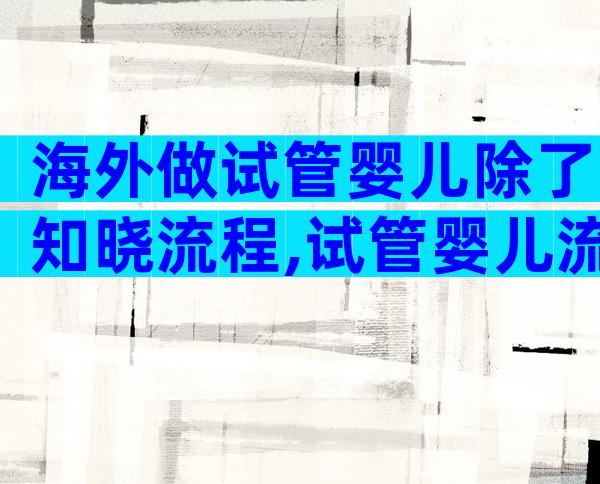 海外做试管婴儿除了知晓流程,试管婴儿流程步骤