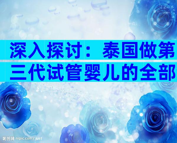 深入探讨：泰国做第三代试管婴儿的全部流程解析！