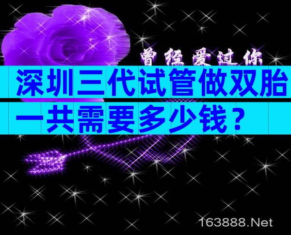深圳三代试管做双胎一共需要多少钱？