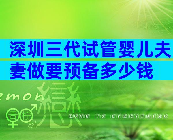 深圳三代试管婴儿夫妻做要预备多少钱