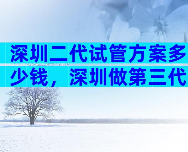 深圳二代试管方案多少钱，深圳做第三代试管多少钱