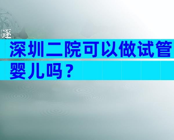 深圳二院可以做试管婴儿吗？