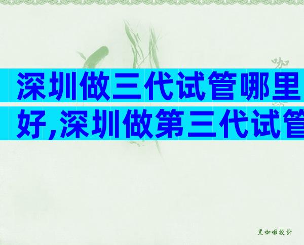 深圳做三代试管哪里好,深圳做第三代试管要准备多少钱