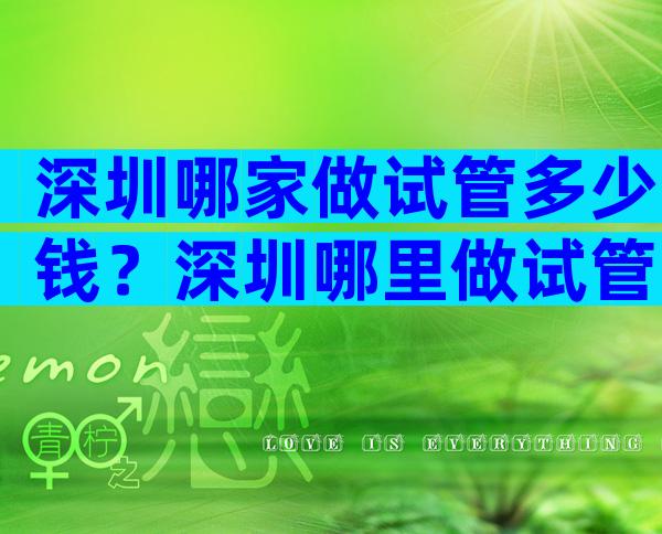 深圳哪家做试管多少钱？深圳哪里做试管婴儿成功率比较高？