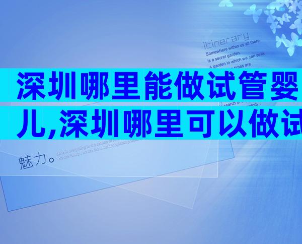 深圳哪里能做试管婴儿,深圳哪里可以做试管