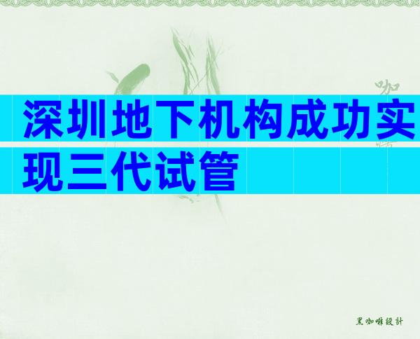 深圳地下机构成功实现三代试管