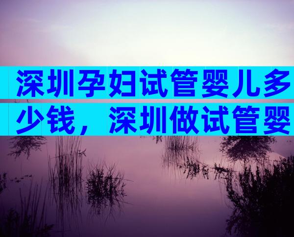 深圳孕妇试管婴儿多少钱，深圳做试管婴儿要多少钱