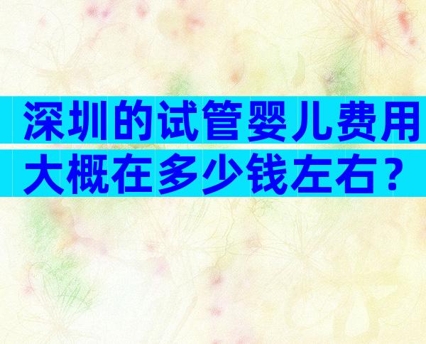 深圳的试管婴儿费用大概在多少钱左右？