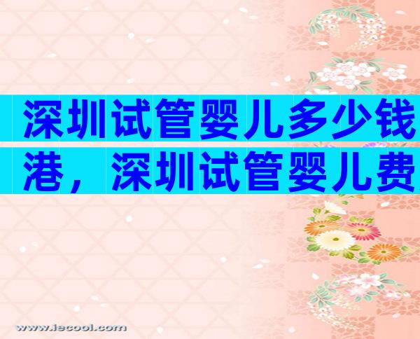 深圳试管婴儿多少钱港，深圳试管婴儿费用大约多少