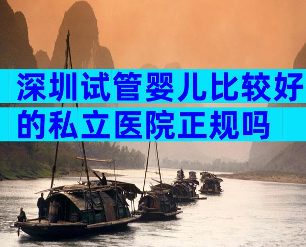 深圳试管婴儿比较好的私立医院正规吗