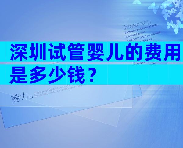 深圳试管婴儿的费用是多少钱？