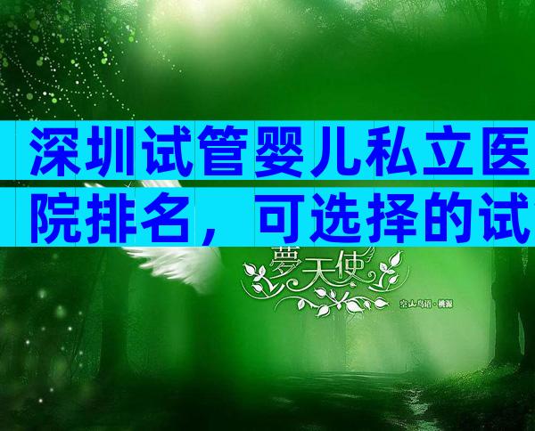 深圳试管婴儿私立医院排名，可选择的试管医院都很多