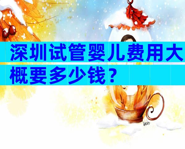 深圳试管婴儿费用大概要多少钱？