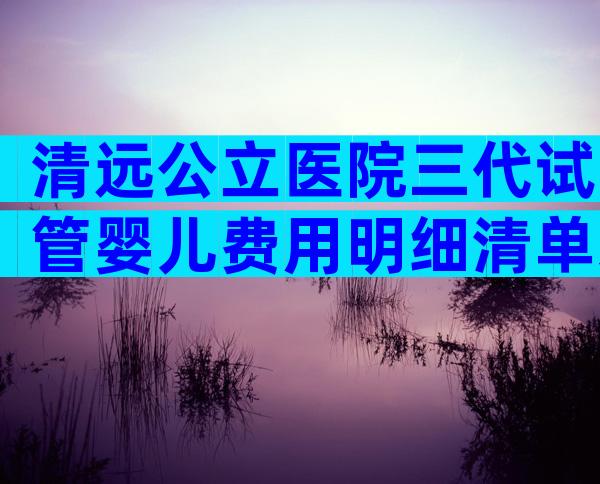 清远公立医院三代试管婴儿费用明细清单来了