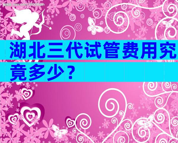 湖北三代试管费用究竟多少？