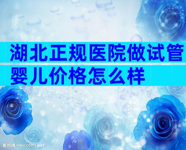 湖北正规医院做试管婴儿价格怎么样