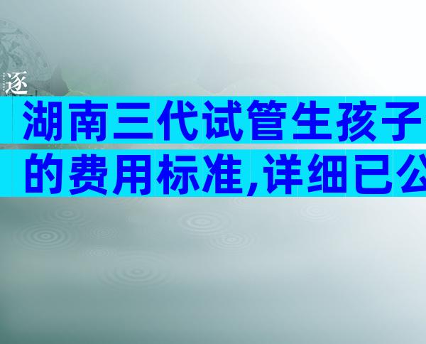 湖南三代试管生孩子的费用标准,详细已公布