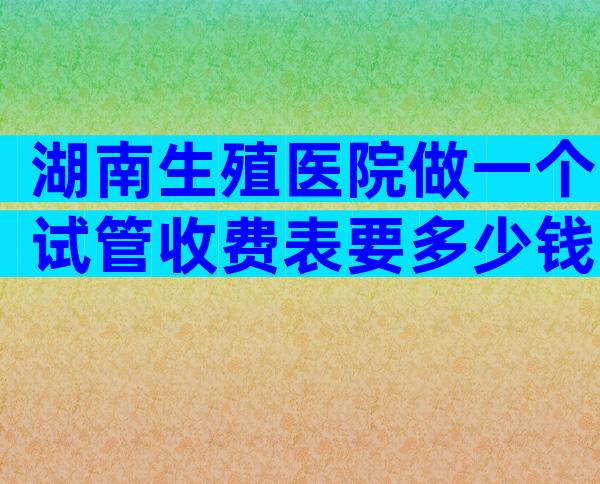 湖南生殖医院做一个试管收费表要多少钱？