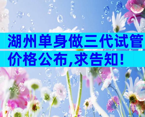 湖州单身做三代试管价格公布,求告知!