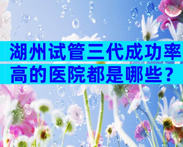 湖州试管三代成功率高的医院都是哪些？
