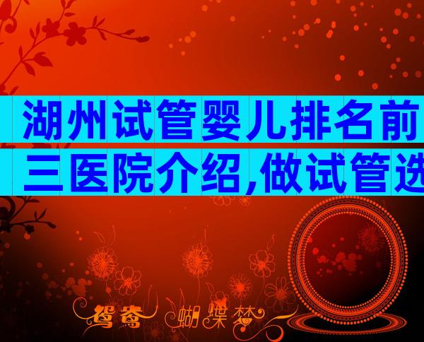 湖州试管婴儿排名前三医院介绍,做试管选他们就对了