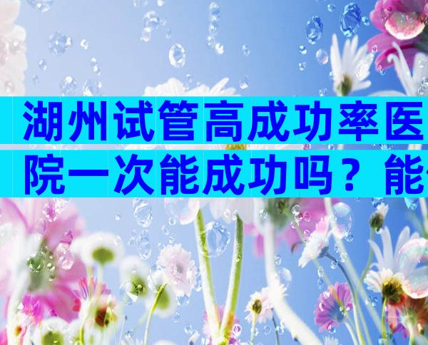 湖州试管高成功率医院一次能成功吗？能做三代试管婴儿吗？