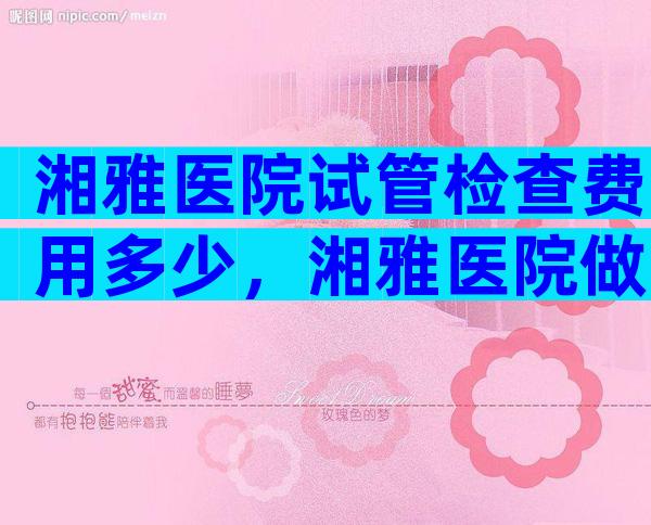 湘雅医院试管检查费用多少，湘雅医院做试管要多少钱