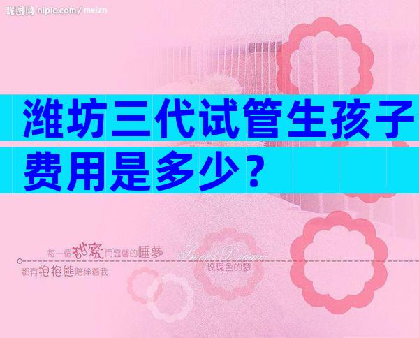 潍坊三代试管生孩子费用是多少？