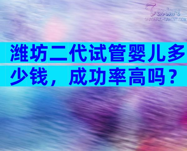 潍坊二代试管婴儿多少钱，成功率高吗？