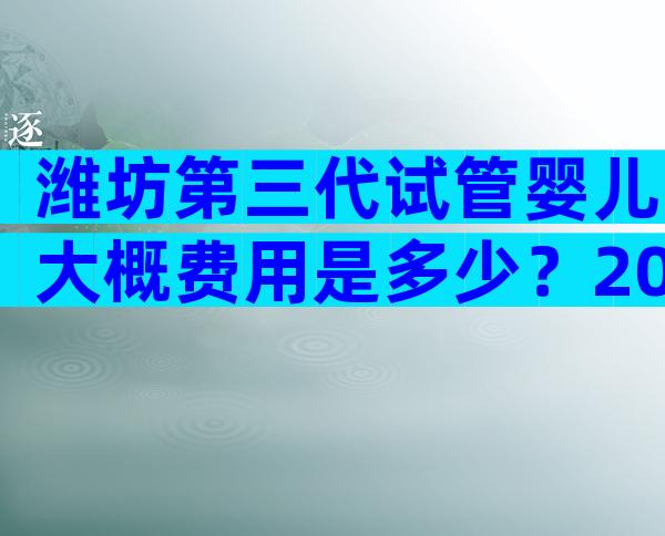 潍坊第三代试管婴儿大概费用是多少？2024年各项目收费标准早已列出