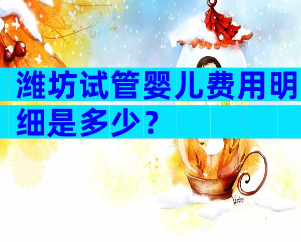 潍坊试管婴儿费用明细是多少？
