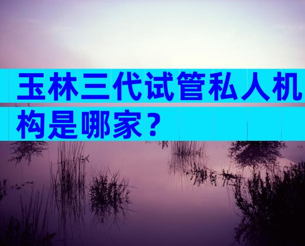 玉林三代试管私人机构是哪家？
