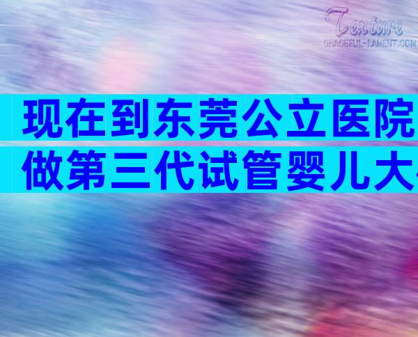 现在到东莞公立医院做第三代试管婴儿大概多少钱