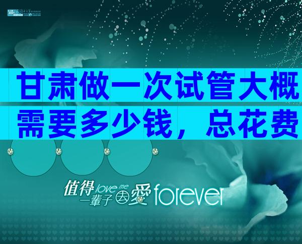 甘肃做一次试管大概需要多少钱，总花费明细经验