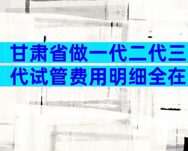 甘肃省做一代二代三代试管费用明细全在这