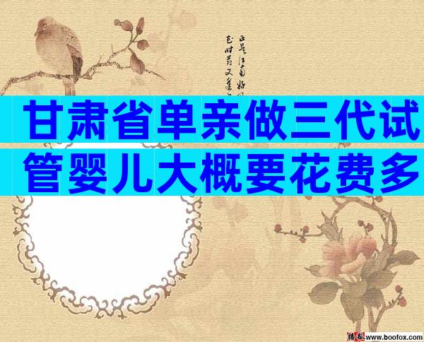 甘肃省单亲做三代试管婴儿大概要花费多少钱？试管相关科普知识汇总