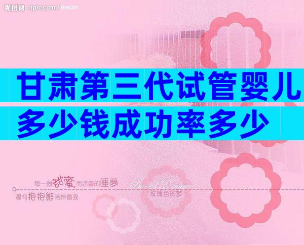 甘肃第三代试管婴儿多少钱成功率多少