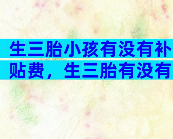 生三胎小孩有没有补贴费，生三胎有没有补助金