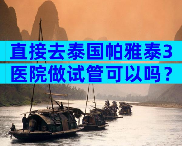 直接去泰国帕雅泰3医院做试管可以吗？