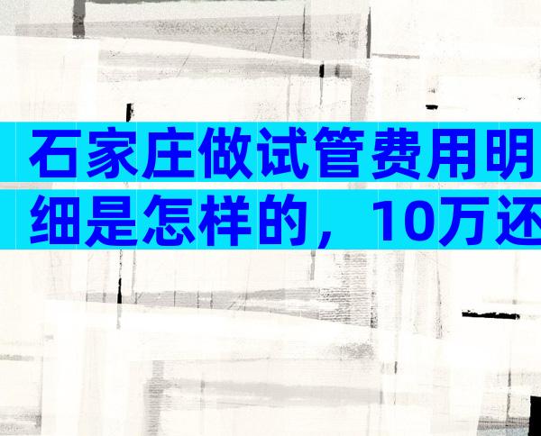 石家庄做试管费用明细是怎样的，10万还是15万