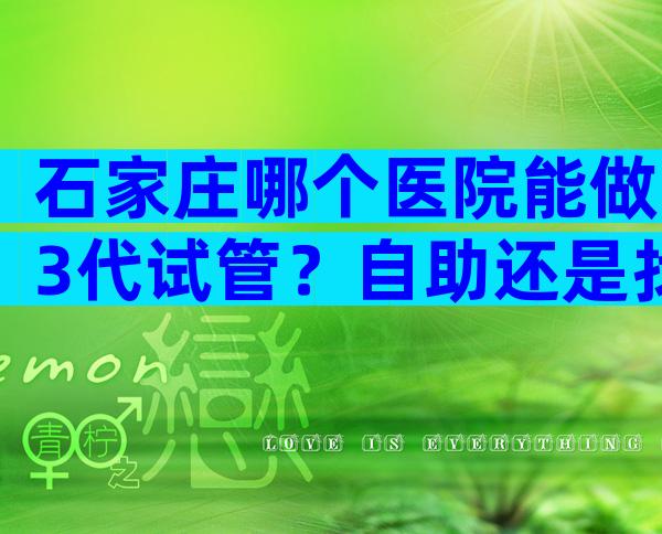 石家庄哪个医院能做3代试管？自助还是找机构