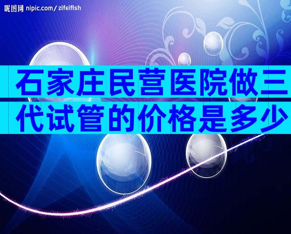 石家庄民营医院做三代试管的价格是多少？