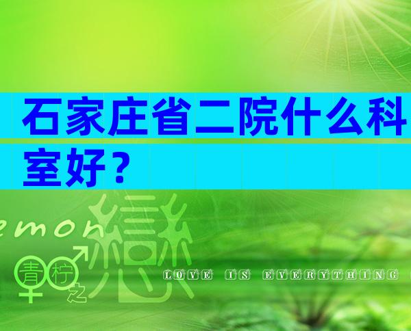 石家庄省二院什么科室好？