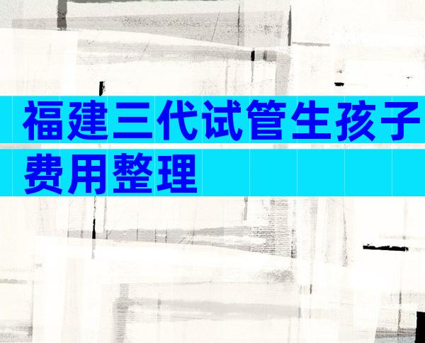 福建三代试管生孩子费用整理