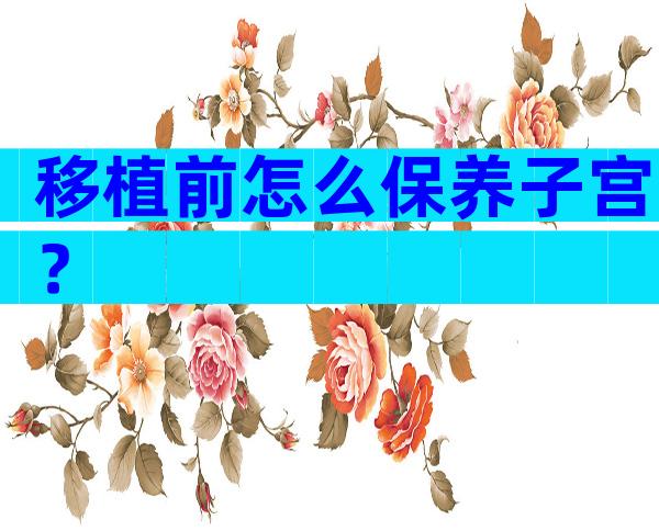 移植前怎么保养子宫？